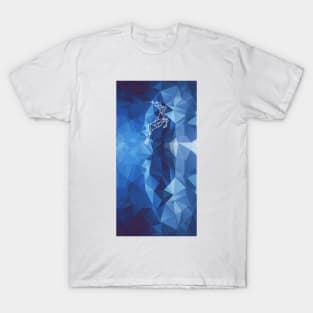 Geometric deer linear blue abstract style T-Shirt